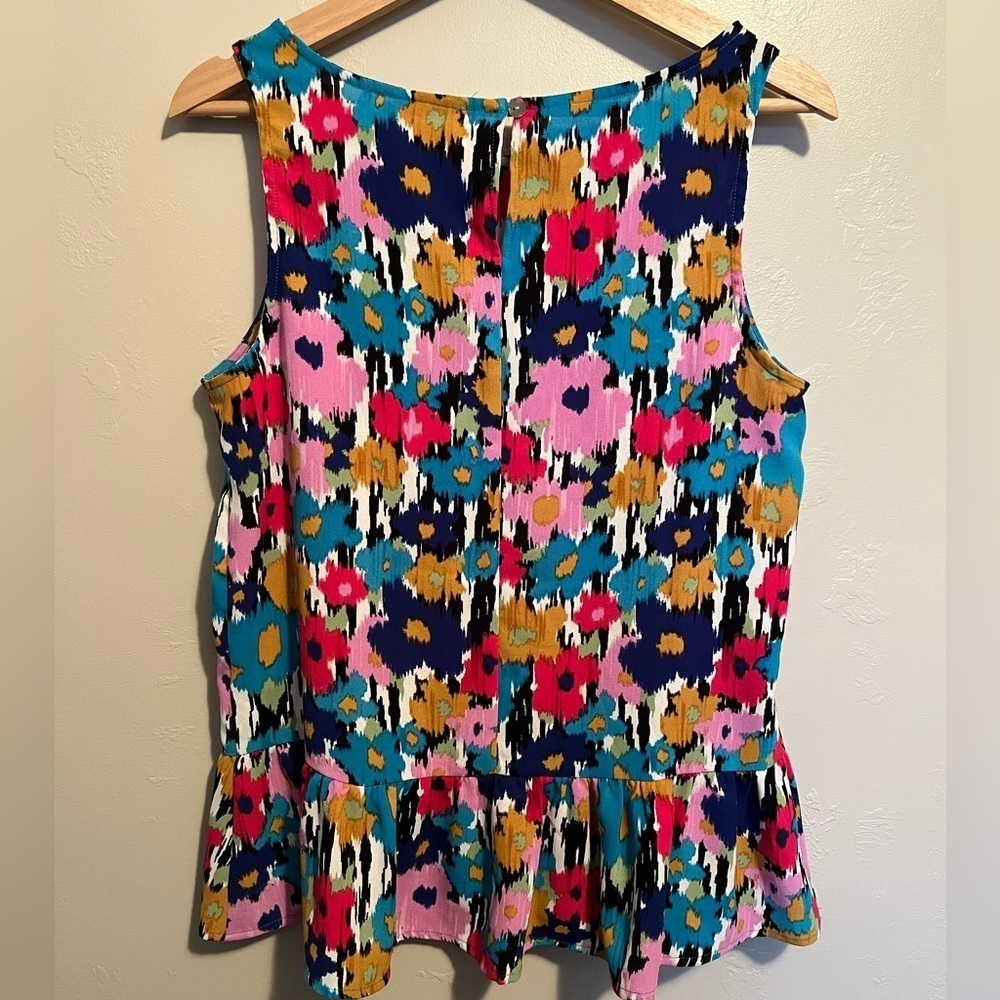 Adyson Parker Vibrant Mixed Print Floral Peplum Tank Top Blouse Multi Size Small - Picture 7 of 9